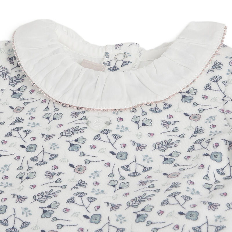 Girls Natural Printed Nappy Opening Babysuit image number 2